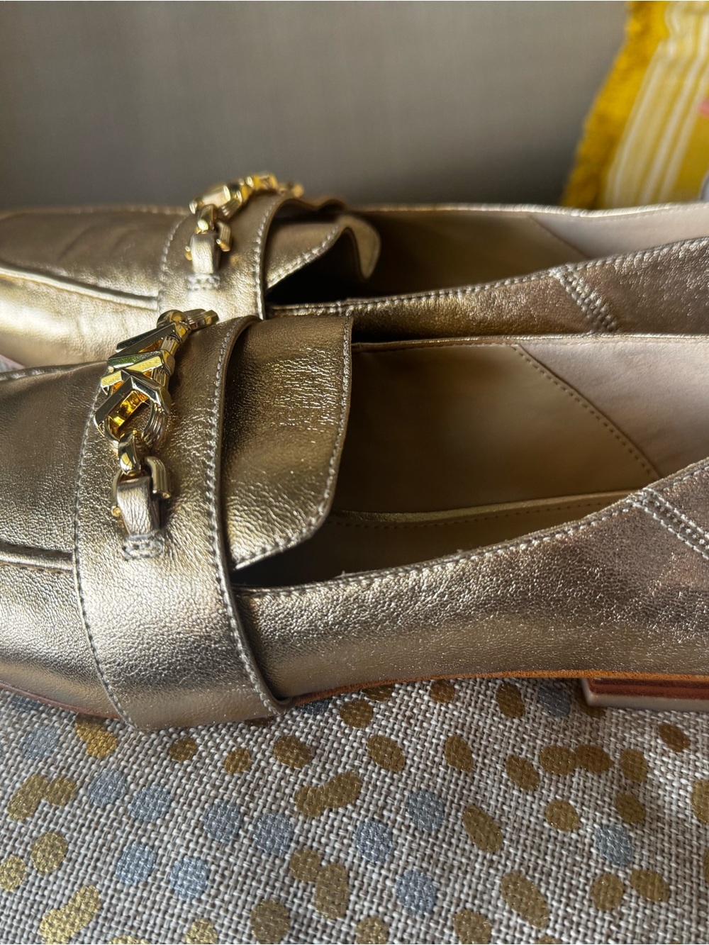 MICHAEL Michael Kors Metallic Gold Chain-Trim Loafers
